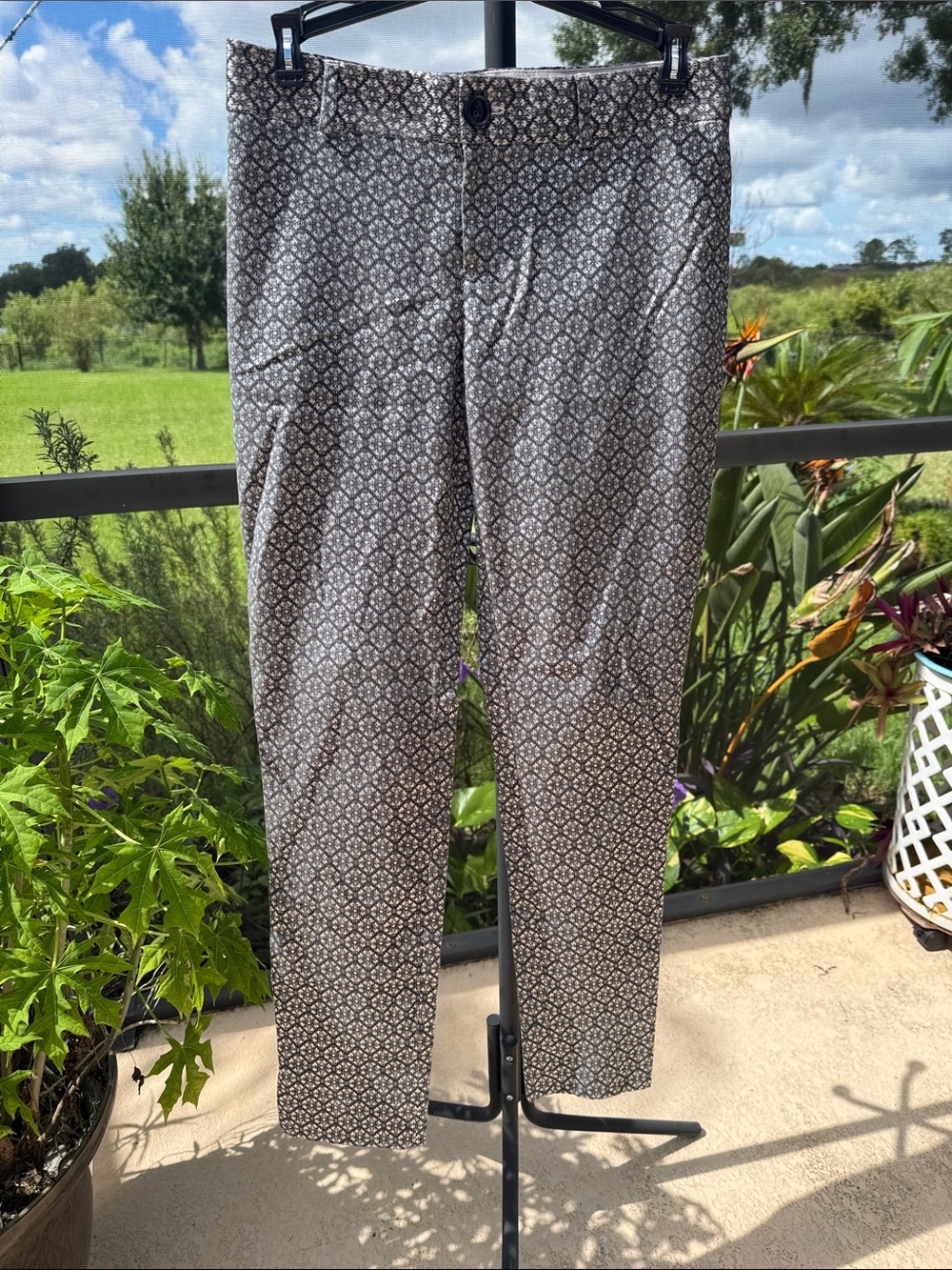 Banana Republic Skinny Pants in Silver/Gray Pattern